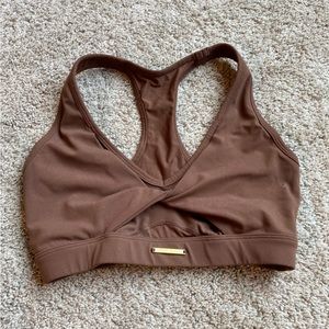 Whitney Simmons Gymshark Mesh Sports Bra Dandelion Brown XS